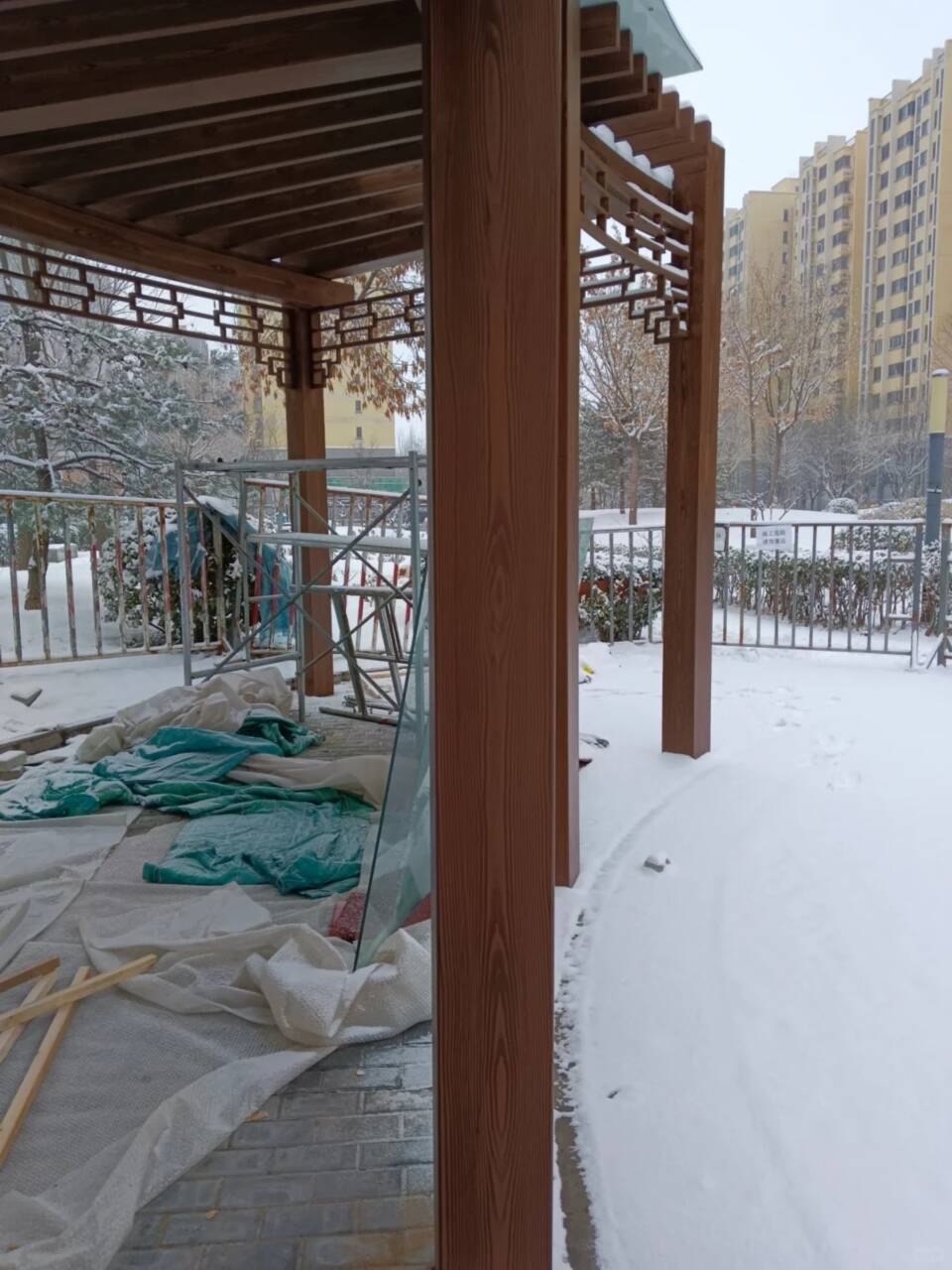 镀锌管木纹漆厂家定制#不锈钢#长廊花架#廊架护栏