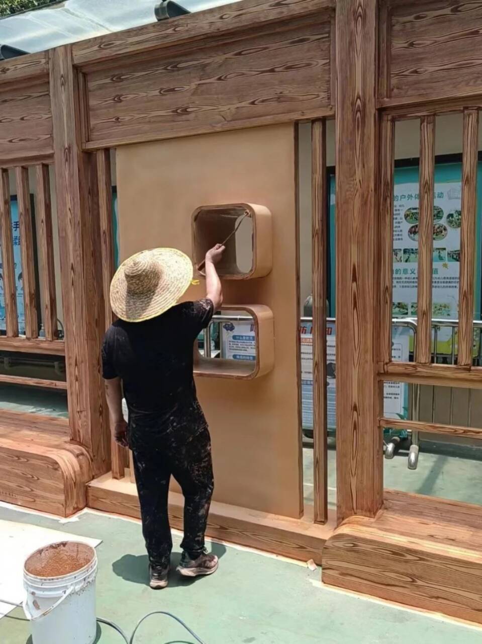 钢结构金属面木纹漆全包施工价格源头工厂